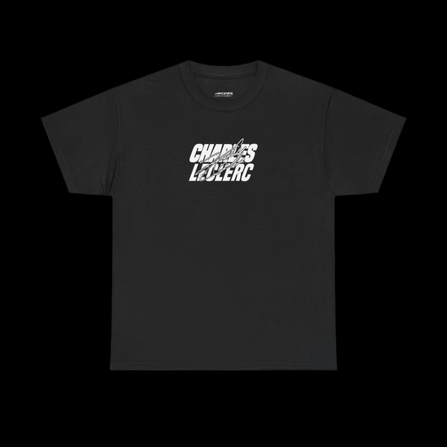Black shirt with "charles leclerc" text on a transparent background.