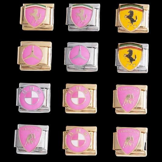 interchangeable charms on a black background